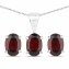 Schmuck-Set Silber 925 rhodiniert Ohrringe und Halskette mit echtem Granat - 1