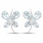 Ohrringe Silber 925 rhodiniert Schmetterling-Motiv mit echtem Aquamarin - 1