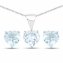 Schmuck-Set Silber 925 rhodiniert Ohrringe und Halskette mit Blautopas (beh.) Herz-Form - 1