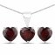 Schmuck-Set Silber 925 rhodiniert Ohrringe und Halskette mit echtem Granat in Herzform - 1