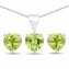 Schmuck-Set Silber 925 rhodiniert Ohrringe und Halskette mit echtem Peridot in Herzform - 1