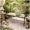 Gartenbank Celia Schmetterling Metallbank schwarz mit Motiv Sitzfläche 109 cm - 1