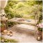 Gartenbank Flowers and Plants creme Metallbank mit Motiv Sitzfläche 109 cm - 1