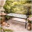 Gartenbank Celia Petunien Metallbank schwarz mit Motiv Sitzfläche 109 cm - 1
