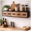 Wandregal Industrial mit 5 Schubladen Vintage Wandboard mit Ablage Holz Metall - 1