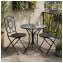 Bistro Sitzgruppe Metall schwarz Tisch mit 2 Stühlen Balkon Set mit Motiv Schiefer - 1