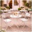 Bistro Sitzgruppe Metall creme klappbar Tisch mit 2 Stühlen Balkon Set - 1