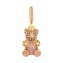 Anhänger Messing vergoldet Teddy mit Glassteinen pink - 1