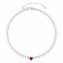 Collier rhodiniert Zirkonia weiss Mittelteil Zirkoniaherz rot - 1