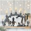 Moderner Schwibbogen LED Holz Grau mit Weihnachtsmotiv und 7 LED Kerzen - 1