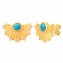 Ohrstecker 925 Silber vergoldet Fächer, Türkis & Weißtopas - 1
