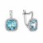 Ohrringe Weißgold 375 mit echtem Blautopas (beh.) und Zirkonia-Steinen - 1