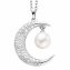 Anhänger mit Kette 925 Silber rhodiniert Mond mit Perle günstig online kaufen