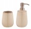 Bad-Accessoire Set Mod. Sirmione, beige, Keramik, 2-teilig, aus Keramik, kupferfarbene Details - 1