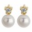 Ohrringe Gold 585 mit 2 echten Brillanten zus. 0,10ct. und weißen Perlen 5mm - 1