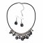 Set Collier Ohrschmuck Glasstein Schwarz - 1