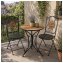 Bistro Sitzgruppe Metall schwarz Tisch mit 2 Stühlen Balkon Set mit Motiv Holz - 1