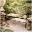 Gartenbank Celia Hahn Metallbank schwarz mit Motiv Sitzfläche 109 cm - 1