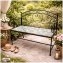 Gartenbank Celia Petunien Metallbank schwarz mit Motiv Sitzfläche 109 cm - 1