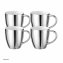Becher Set silberfarben mit Henkel 250 ml Porzellan 4 Stück Kaffeebecher - 1