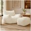 Loungesessel mit Hocker in Weiß - 1