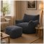 Loungesessel mit Hocker in Grau - 1