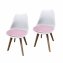 Esszimmerstuhl 2er Set Weiß mit Kunstledersitz Atlanta Rosa mit Ornament - 1