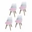 Esszimmerstuhl 4er Set Weiß mit Kunstledersitz Atlanta Rosa mit Ornament - 1