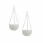 Blumenampel 2er Set Rattanoptik Weiß - 1