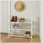 Schuhregal aus Bambus in Weiß 3 Ebenen - 1