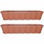 Blumenkasten mit Untersetzer 80 cm 2er Set Terracotta - 1