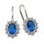 Ohrringe Silber 925 rhodiniert Glasstein blau & weiß - 1