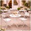 Bistro Sitzgruppe Metall creme klappbar Tisch mit 2 Stühlen Balkon Set - 1