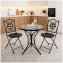 Bistro Sitzgruppe Metall schwarz Tisch mit 2 Stühlen Balkon Set mit Motiv Black and White - 1
