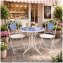 Bistro Sitzgruppe Metall Creme Tisch mit 2 Stühlen Balkon Set mit Motiv Santorin - 1