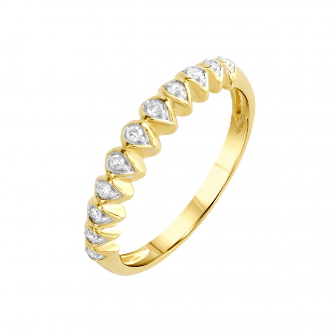 Ring Gold 375 zweifarbig mit 11x Diamant 0,10ct.