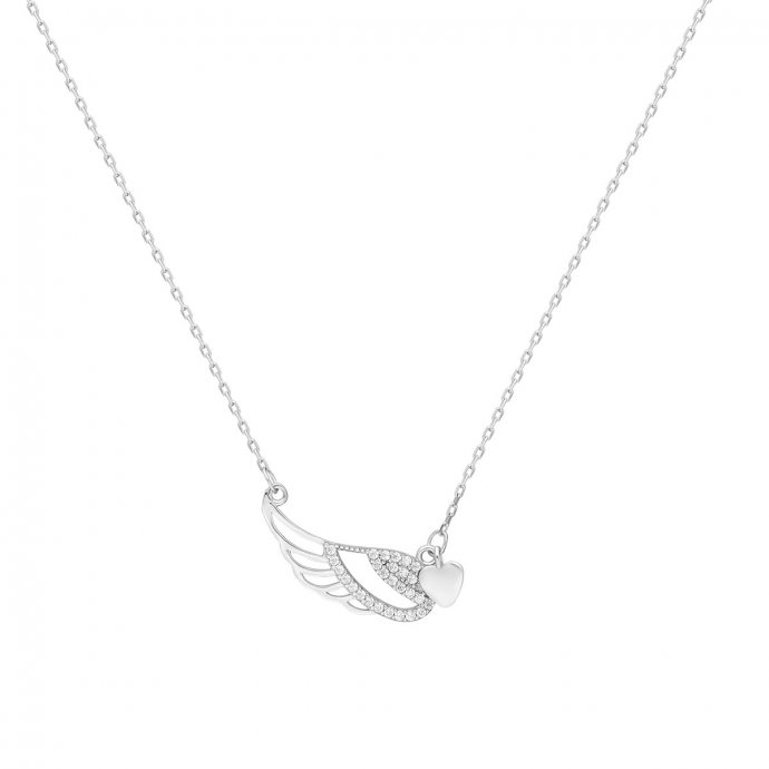 Anhänger mit Kette Engelsflügel 925/- Sterling Silber Zirkonia Weiß
