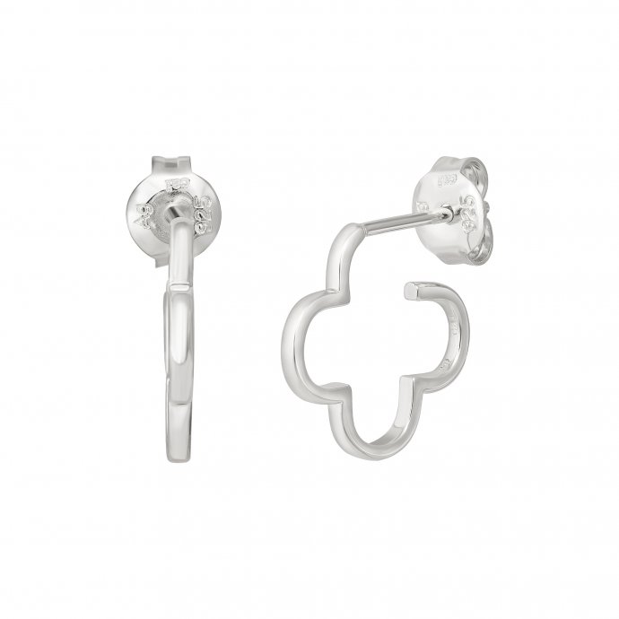 Creole 925 Sterling Silber rhodiniert Kleeblatt klein