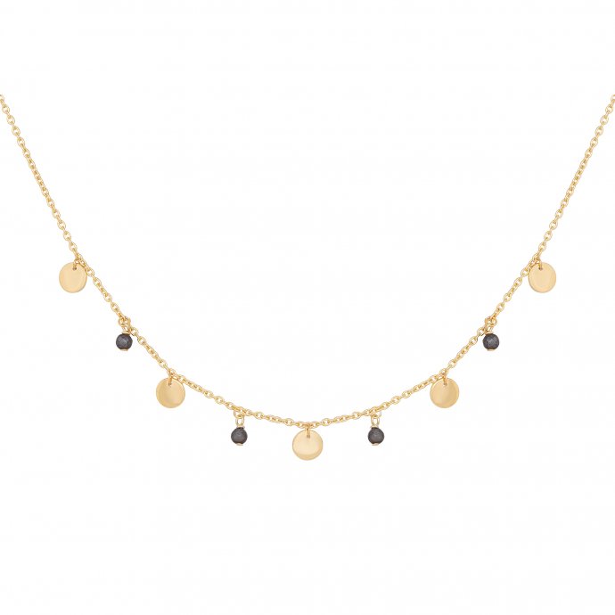 Collier 925 Silber vergoldet Hämatit Plättchen