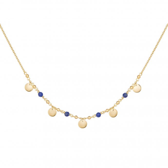 Collier 925 Silber vergoldet Lapislazuli Plättchen