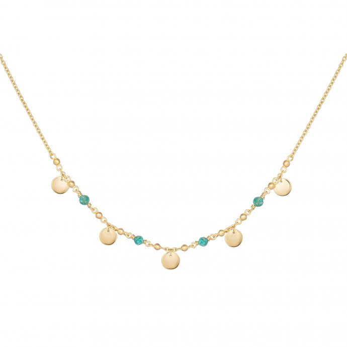 Collier 925 Silber vergoldet Amazonit Plättchen