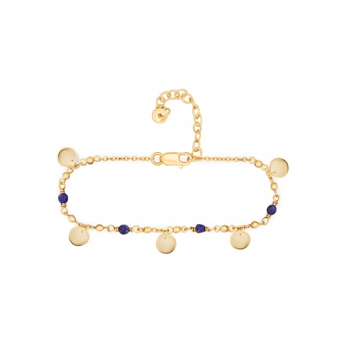 Armband 925 Silber vergoldet Lapislazuli Plättchen