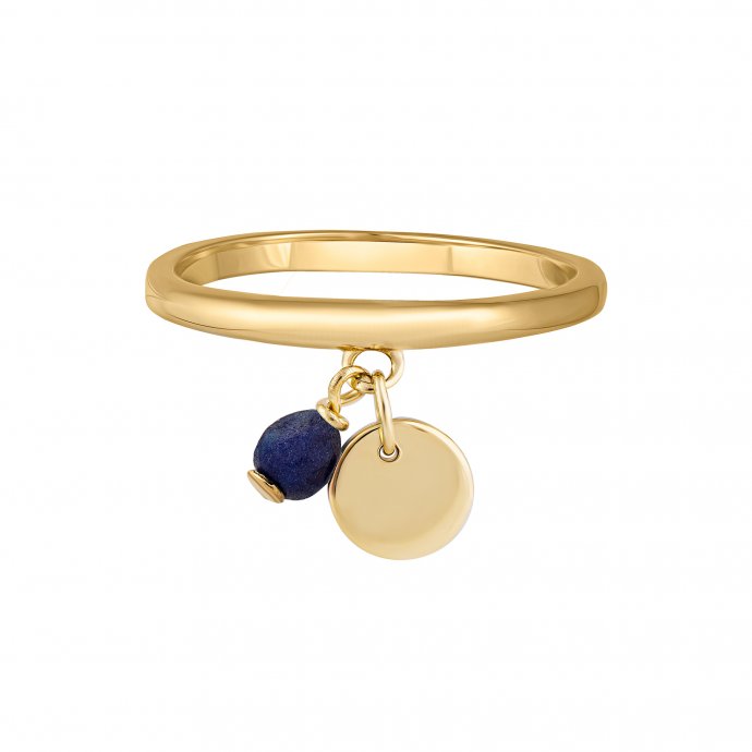 Ring 925 Silber vergoldet Anhänger Lapislazuli Plättchen