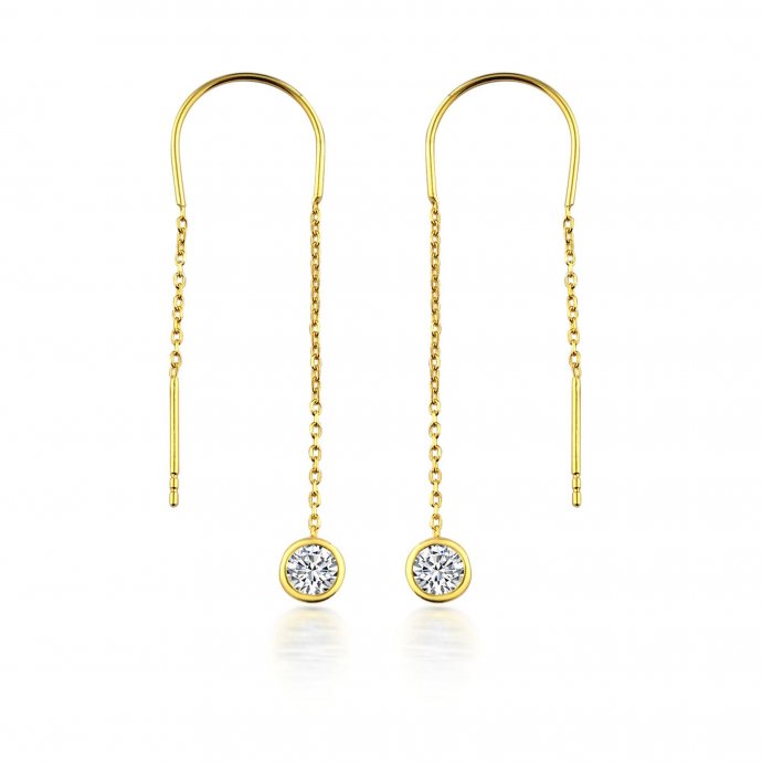 Ohrhänger 925/- Sterling Silber vergoldet Glänzend 8cm Zirkonia Weiß