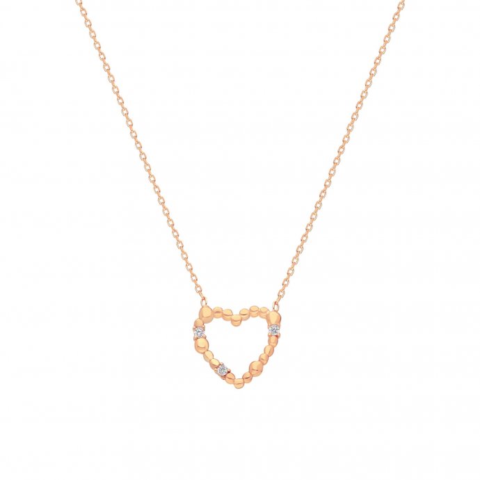 Kette 925 Sterling Silber rosevergoldet Glänzend 42+3cm Zirkonia Weiß