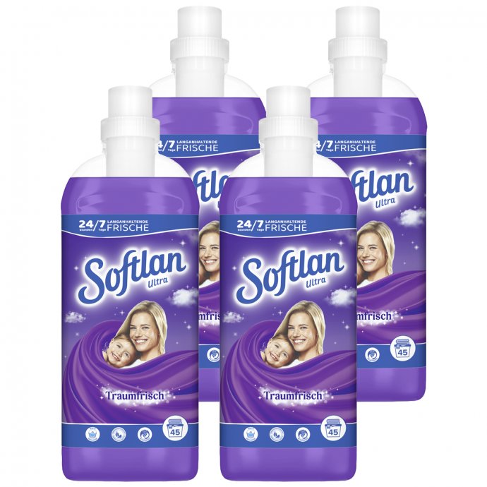 Softlan Ultra Traumfrisch feiner Duft für 45 Waschladungen 1L 4er Pack