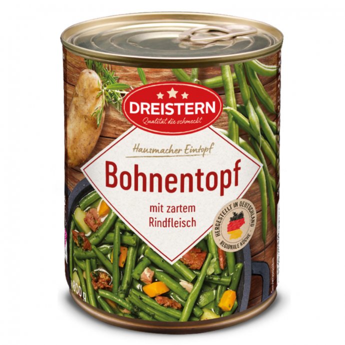 Dreistern Bohnen Eintopf mit zartem Rindfleisch hausgemacht 800g