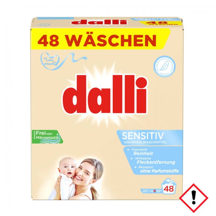 Dalli Sensitiv Waschmittelpulver ohne Parfüm 50 Waschladungen 2500g