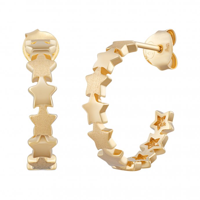 Creole 925 Sterling Silber vergoldet Sterne