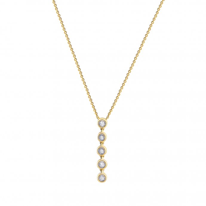 Halskette Gold 585 zweifarbig mit 5x Brillant zus. 0,05ct.